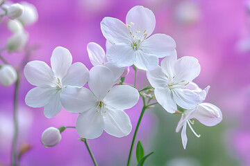 White Flowers Illustration Purple Background