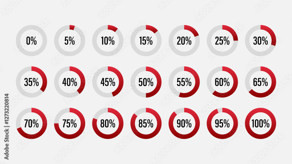 Fototapete set of circular sector percentage diagrams from 0 to 100. set of circular sector percentage diagrams