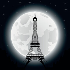 Eiffel tower in the moonlight