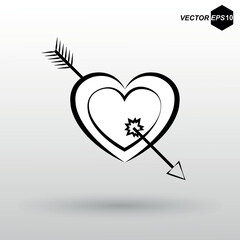 Arrow heart icon. EPS 10. Vector illustration