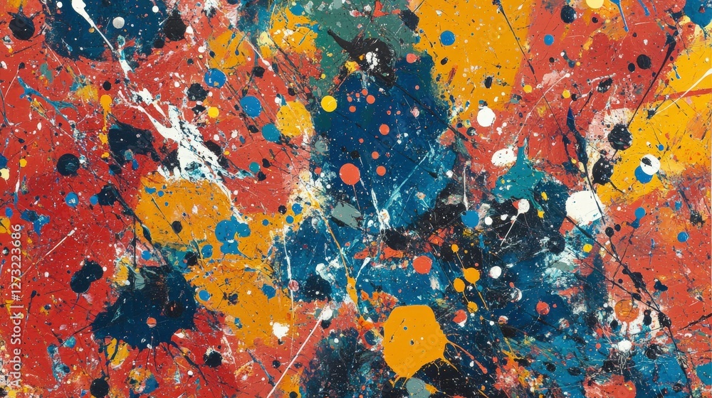 Poster abstract colorful splashes of paint artistic expression