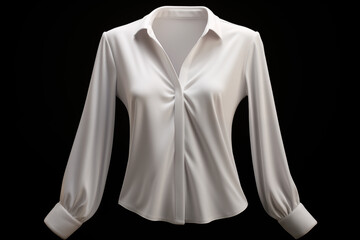 Realistic illustration of white women's button down shirt on an isolated background. Image created with AI
