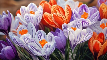 Fototapeta premium Colorful crocuses blooming in spring