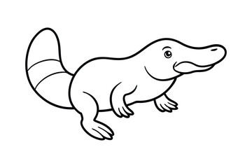 A cute platypus line art vector style illustration.eps