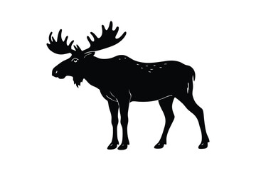 Silhouette of a moose vector art illustration.eps