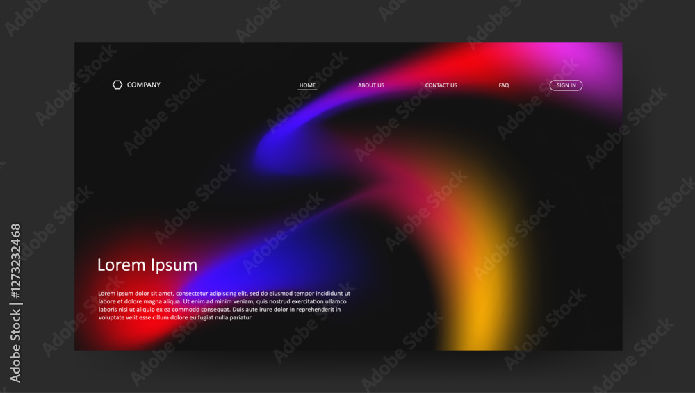 Poster abstract wave futuristic design of landing page. retro gradient mesh website design
