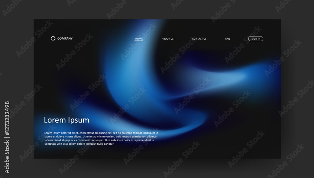 Poster abstract wave futuristic design of landing page. retro gradient mesh website design