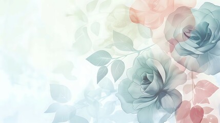 Floral Watercolor Roses, Soft Hues, Botanical Art
