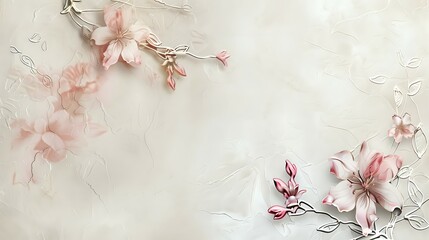 Floral Design: Elegant Pink Flowers on Textured Background