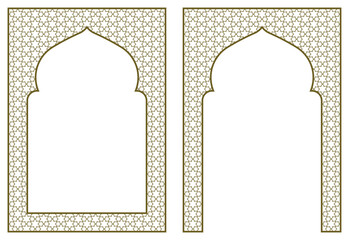 Rectangular arch and frame .Proportion A4 format .Arabic ornament for invitation card ,diploma, book cover,sertificat