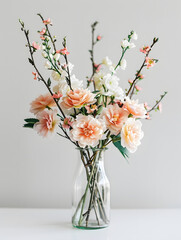 Beautiful flowers in glass vase