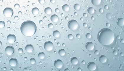 Symmetrical water droplets on smooth glass surface, clarity and beauty