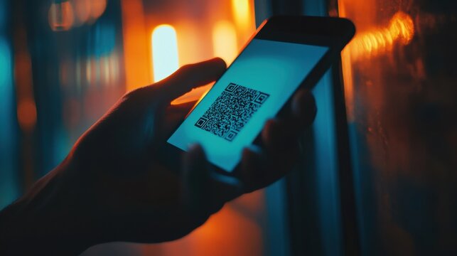 QR code scanning with a mobile phone. Featuring fast and efficient digital interaction - Powered by Adobe