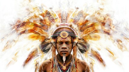 A representation of a divine entity from the spiritual traditions of Australiaâ€™s indigenous people, symbolized with totems and spiritual energy on a white background.