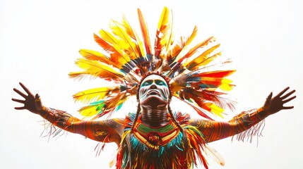 A representation of a divine entity from the spiritual traditions of Australiaâ€™s indigenous people, symbolized with totems and spiritual energy on a white background.