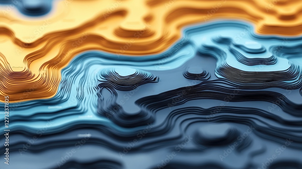 Poster customer experience interaction data concept. abstract wavy patterns in vibrant colors of orange, bl