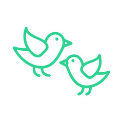 Cute Icon springtime birds chirping happily for the spring concept
