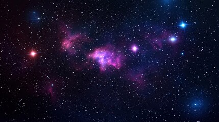 Obraz premium Customer experience interaction data concept. Vibrant cosmic nebula with stars in a dark space background.