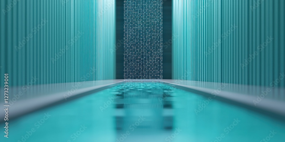 Aufkleber customer experience interaction data concept. serene water feature with cascading droplets in a tran