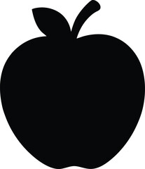 Apple silhouette vector illustration, fruit icon, minimal black apple shape, healthy food symbol, organic nature design, simple apple clipart, isolated graphic element.