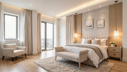 Elegant Luxury Bedroom Transformation with Soft Lighting, Cozy Ambiance