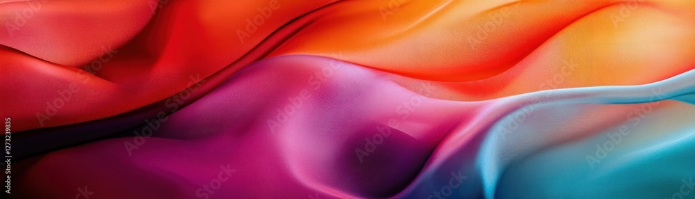 Poster abstract colorful fabric draped in soft waves