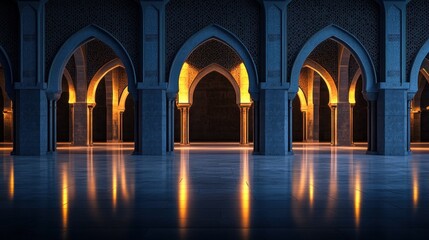 Illuminated Islamic Architecture Interior Columns Arches