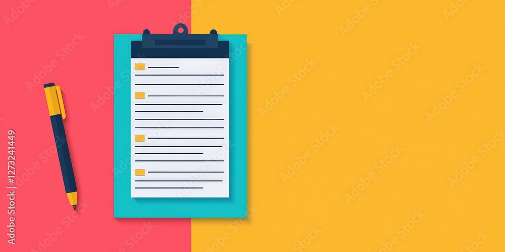 Aufkleber customer experience interaction data concept. clipboard with notes and pen on vibrant background.