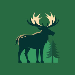 Majestic Moose Illustration Wilderness Area Graphic Artwork Natural Environment Side View Wildlife Concept