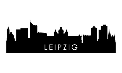 Leipzig skyline silhouette. Black Leipzig city design isolated on white background. 