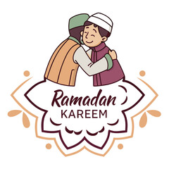 Ramadan Kareem Hug with Muslim Man Illustration