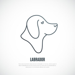 Labrador dog in simple line style. Pet portrait vector illustration.