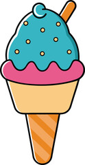 Ice cream vector illustration, colorful and creamy frozen dessert with various toppings on white background, perfect for summer, sweet treats, and dessert-themed designs.