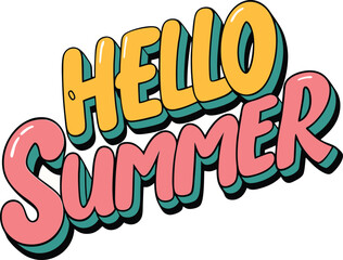 Hello Summer T-shirt design typography vector illustration, featuring vibrant colors, modern fonts, and a fresh summer vibe perfect for casual apparel, beachwear, and seasonal trends.