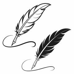 Fototapeta premium Classic Elegance: Quill and Ink Silhouettes for Timeless Design Themes 