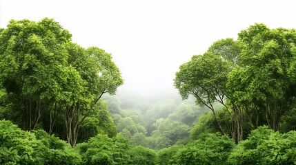 Obraz premium Dense Forest Canopy With Misty Midground