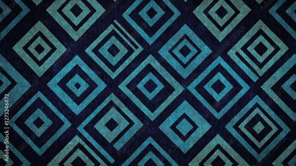 Aufkleber abstract teal diamond pattern textile design