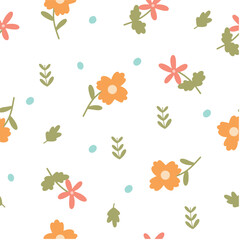 Floral vector seamless continuous print pattern, wallpaper, background, home textile print, seamless pattern, hand drawn pattern.