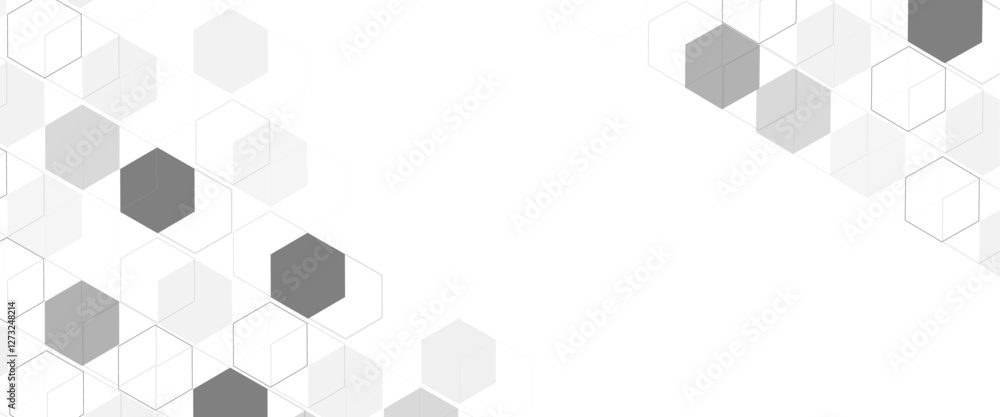 Fototapete Vector white and gradient technology hexagon background. Geometric hexagon. Computer network concept.