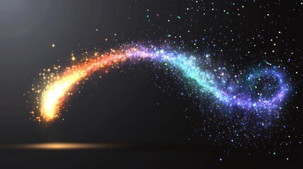 Fototapeta premium Magical Stardust Trail: A Celestial Whirlwind of Color and Light