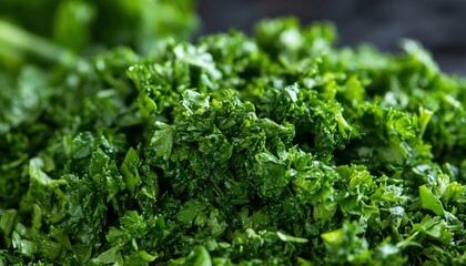 Obraz premium Close-up of fresh, chopped parsley leaves.