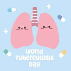 World tuberculosis day vector design for celebration. Suitable for background, template, social media, poster, flyer design, flat illustration, banner, etc