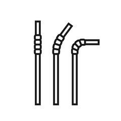 A line icon of drinking straws with different levels of bend. Editable stroke. For web design, logo, mobile app element. For beverage designs, plastic waste and recycling. Isolated vector illustration