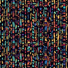 Obraz premium Colorful Abstract Pattern with Vibrant Geometric Shapes on Black Background