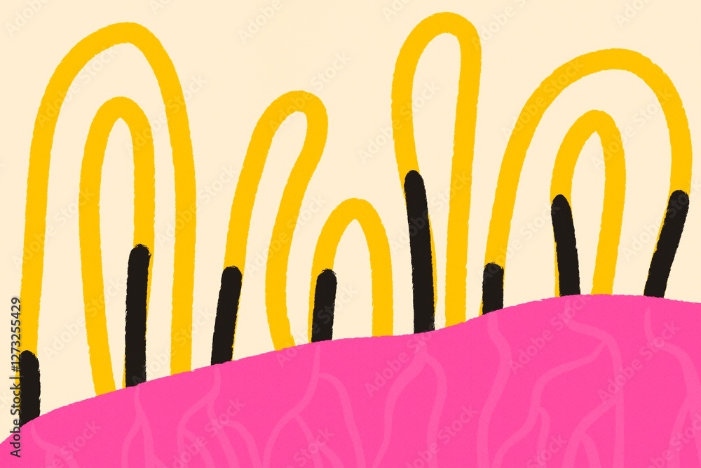 Poster colorful abstract illustration of flowing lines creating a dynamic visual experience in playful tone