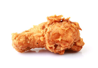 Deep fried chicken drumstick isolated on white background with clipping path
