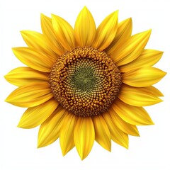 Fototapeta premium Blooming sunflower with bright yellow petals isolated on white background