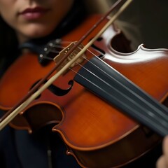 Fototapeta premium A Hyper Realistic Close Up Of A Violinist Playing With Fine Details Of The Bows Movement And The Vi Dlzpvuamgbeubdktlu