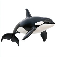 Obraz premium Powerful orca with a sleek black and white body isolated on white background