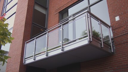 A compact urban apartment balcony featuring a space-saving aluminum handrail system